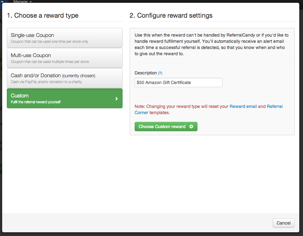 Referral Reward - Custom Rewards